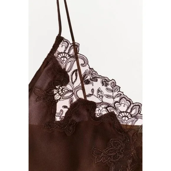 ZARA SATIN TOP WITH EMBROIDERY AND LACE - Picture 5 of 5